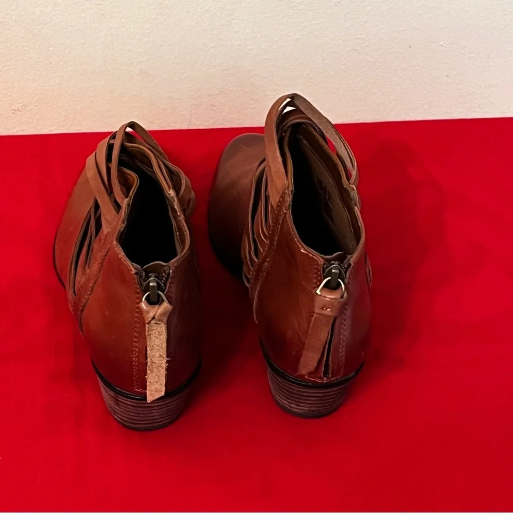Clarks Spye Celeste Casual Brown Leather Zip Western Ankle Boots